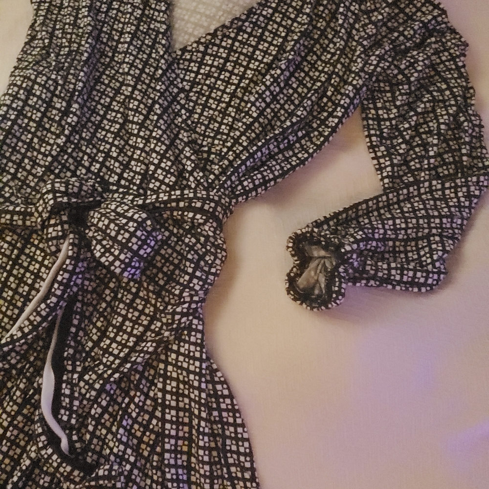 Chic Black White Checkered Square Patterned Dress… - image 4